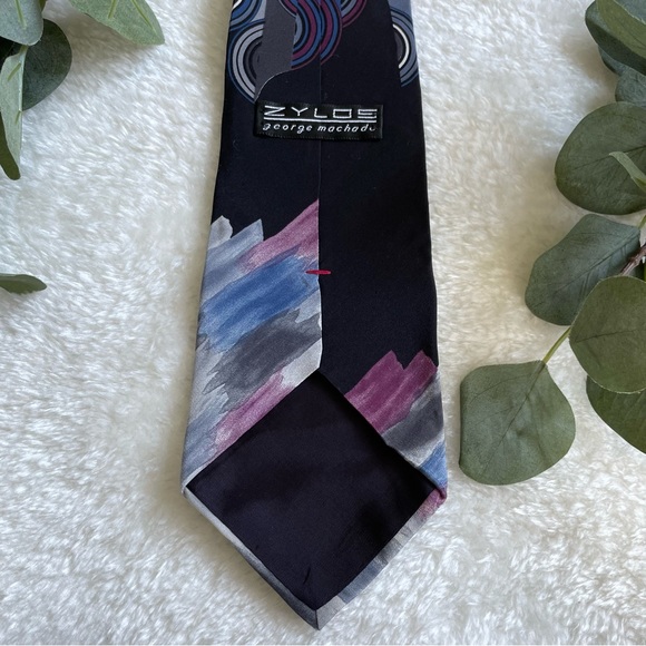 Zylos by George Machado Watercolor and Geometric Print Tie - Picture 5 of 9